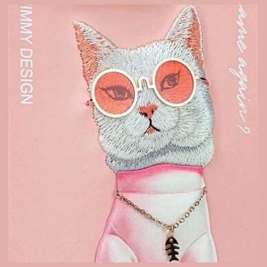 iPhone 15 Pro Max Nimmy Glasses Cool Cat dėklas – rožinis 6