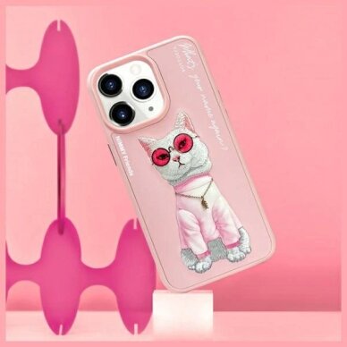 iPhone 15 Pro Max Nimmy Glasses Cool Cat dėklas – rožinis 9