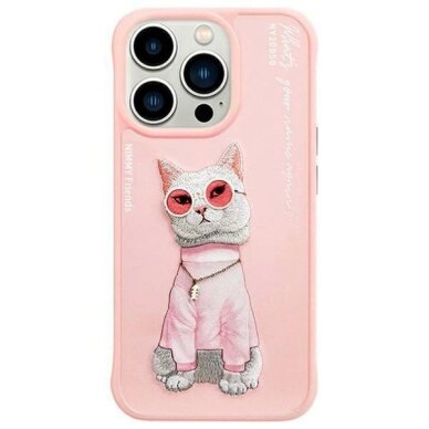 iPhone 15 Pro Max Nimmy Glasses Cool Cat dėklas – rožinis