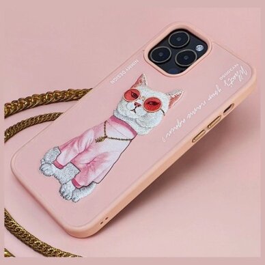 iPhone 15 Pro Nimmy Glasses Cool Cat dėklas - rožinis 8
