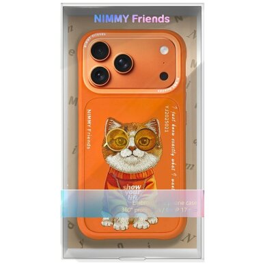 iPhone 17 Pro Nimmy Glasses Cool Cat dėklas – oranžinis 6