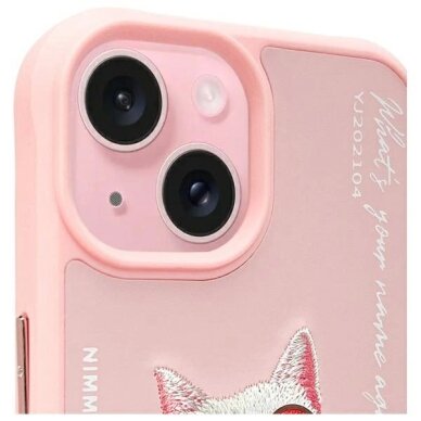 iPhone 15 Nimmy Glasses Cool Cat dėklas – rožinis 2