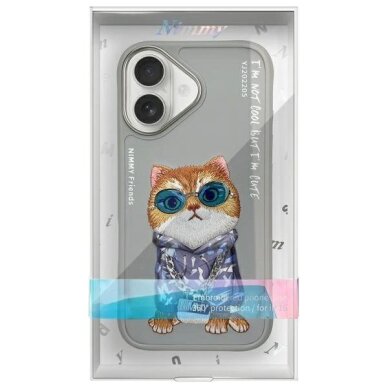 iPhone 16 dėklas Nimmy Glasses Cool Cat – pilkas 9