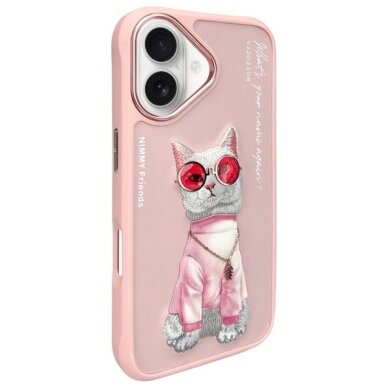 iPhone 16 dėklas Nimmy Glasses Cool Cat – rožinis 1