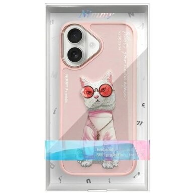 iPhone 16 dėklas Nimmy Glasses Cool Cat – rožinis 10