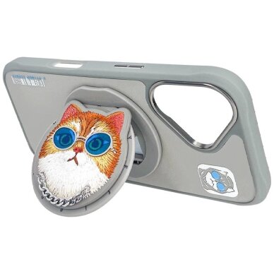 iPhone 16 Nimmy Glasses Cool Cat dėklas su MagSafe – pilkas 13
