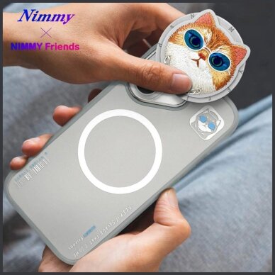 iPhone 16 Nimmy Glasses Cool Cat dėklas su MagSafe – pilkas 15