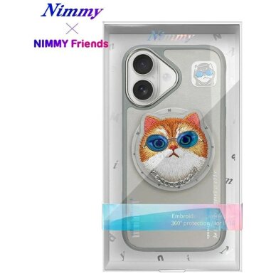 iPhone 16 Nimmy Glasses Cool Cat dėklas su MagSafe – pilkas 16