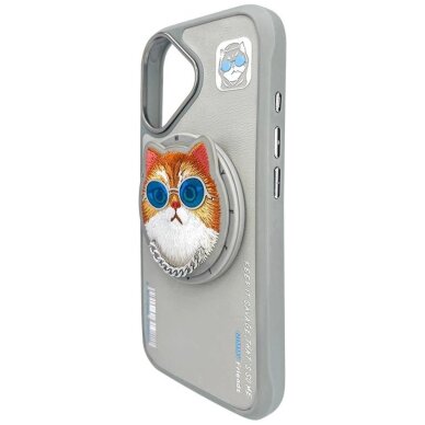 iPhone 16 Nimmy Glasses Cool Cat dėklas su MagSafe – pilkas 3