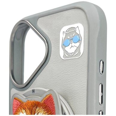 iPhone 16 Nimmy Glasses Cool Cat dėklas su MagSafe – pilkas 8