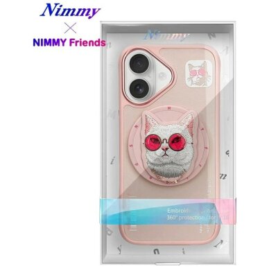 iPhone 16 Nimmy Glasses Cool Cat dėklas su MagSafe – rožinis 16