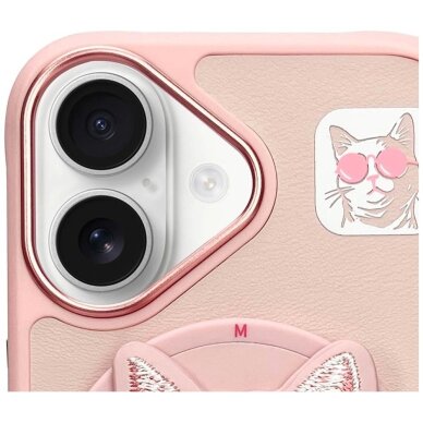 iPhone 16 Nimmy Glasses Cool Cat dėklas su MagSafe – rožinis 5