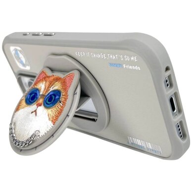 iPhone 16 Pro Max Nimmy Glasses Cool Cat dėklas su MagSafe – pilkas 4