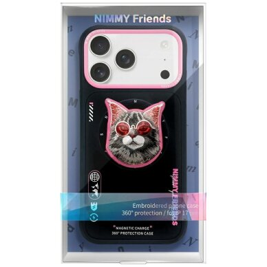 iPhone 17 Nimmy Glasses Cool Cat MagSafe dėklas – juodas ir rožinis 1