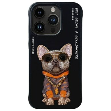 iPhone 15 Pro Nimmy Glasses Cool Dog dėklas – juodas