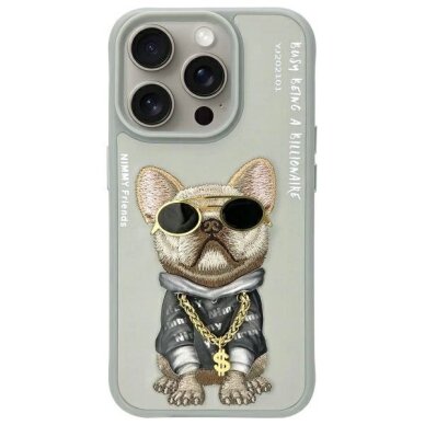 iPhone 15 Pro Max Nimmy Glasses Cool Dog dėklas – pilkas
