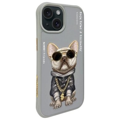 iPhone 15 Nimmy Glasses Cool Dog dėklas – pilkas 1 iPhone 15 Nimmy Glasses Cool Dog dėklas – pilkas 1