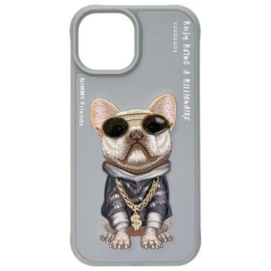iPhone 15 Nimmy Glasses Cool Dog dėklas – pilkas 3 iPhone 15 Nimmy Glasses Cool Dog dėklas – pilkas 3