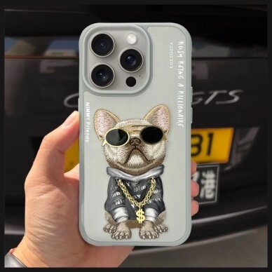 iPhone 15 Pro Nimmy Glasses Cool Dog dėklas – pilkas 7