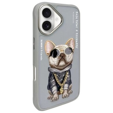 iPhone 16 dėklas Nimmy Glasses Cool Dog – pilkas 1 iPhone 16 dėklas Nimmy Glasses Cool Dog – pilkas 1