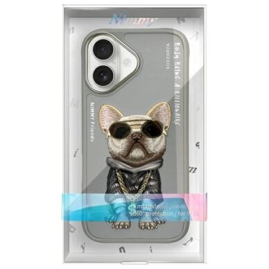 iPhone 16 dėklas Nimmy Glasses Cool Dog – pilkas 10