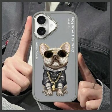 iPhone 16 dėklas Nimmy Glasses Cool Dog – pilkas 9