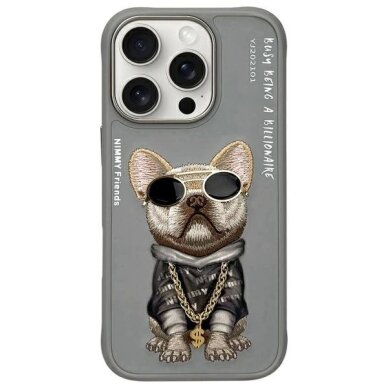 iPhone 16 Pro dėklas Nimmy Glasses Cool Dog – pilkas iPhone 16 Pro dėklas Nimmy Glasses Cool Dog – pilkas