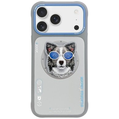 iPhone 17 Pro Nimmy Glasses Cool Dog dėklas su MagSafe – pilkas