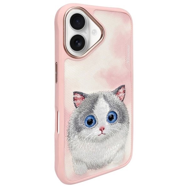 iPhone 16 dėklas Nimmy Big Eyed Pet 2.0 Cat – rožinis 1