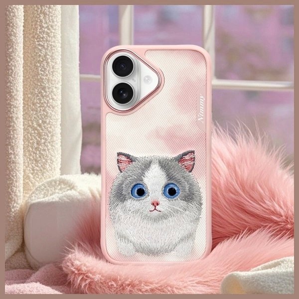 iPhone 16 dėklas Nimmy Big Eyed Pet 2.0 Cat – rožinis 9