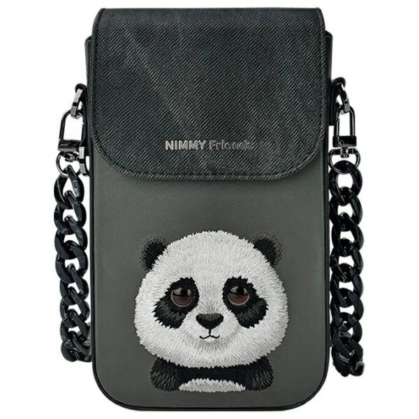 Telefoninė rankinė Nimmy Big Eyed Pet 2.0 Panda – juoda