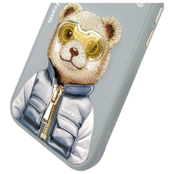 iPhone 15 Nimmy Cool&Cute 2.0 meškos dėklas – pilkas 9 iPhone 15 Nimmy Cool&Cute 2.0 meškos dėklas – pilkas 9