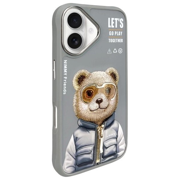 iPhone 16 dėklas Nimmy Cool&Cute 2.0 Bear – pilkas 1 iPhone 16 dėklas Nimmy Cool&Cute 2.0 Bear – pilkas 1
