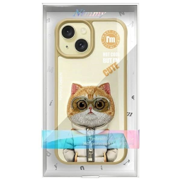 iPhone 15 Nimmy Cool & Cute 2.0 Cat dėklas – smėlio spalvos 12