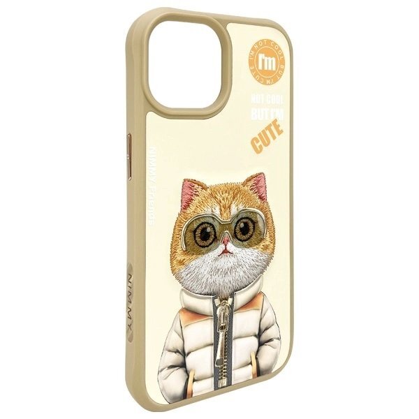 iPhone 15 Nimmy Cool & Cute 2.0 Cat dėklas – smėlio spalvos 5