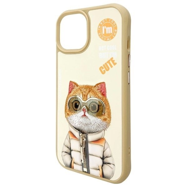iPhone 15 Nimmy Cool & Cute 2.0 Cat dėklas – smėlio spalvos 6