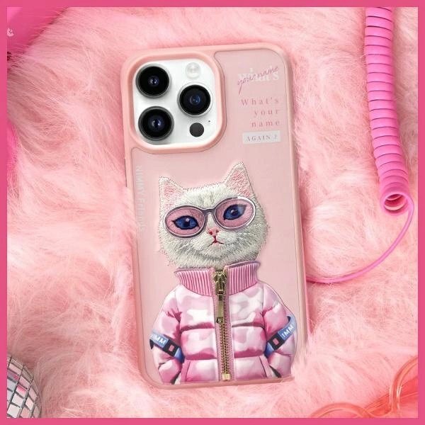 iPhone 15 Pro Nimmy Cool & Cute 2.0 Cat dėklas – rožinis 8