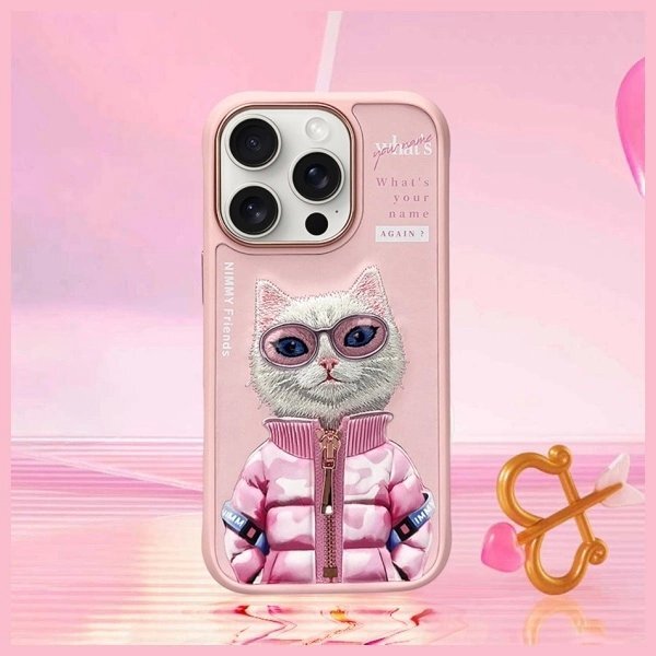 iPhone 16 Pro Max dėklas Nimmy Cool& Cute 2.0 Cat – rožinis 7