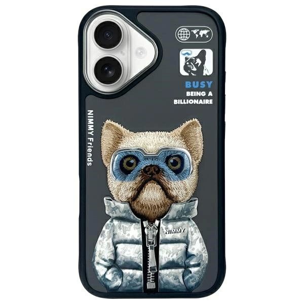 iPhone 16 dėklas Nimmy Cool& Cute 2.0 Dog – juodas