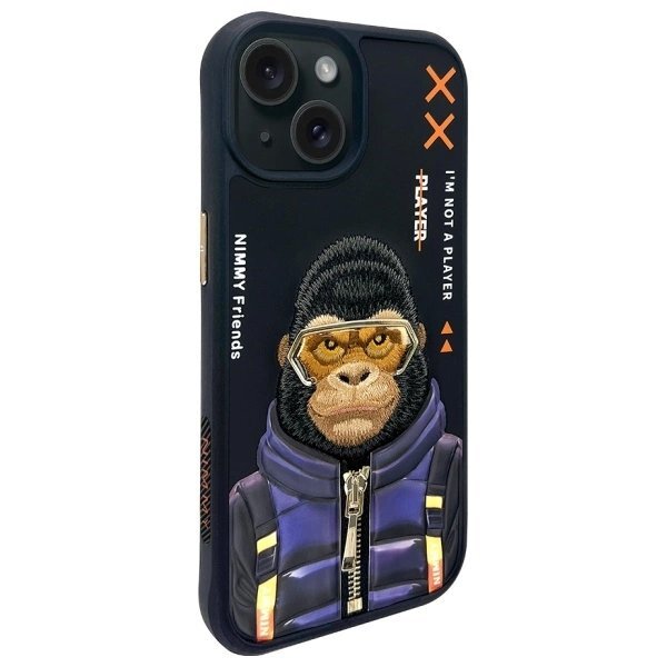 iPhone 15 Nimmy Cool&Cute 2.0 beždžionės dėklas – juodas 1 iPhone 15 Nimmy Cool&Cute 2.0 beždžionės dėklas – juodas 1