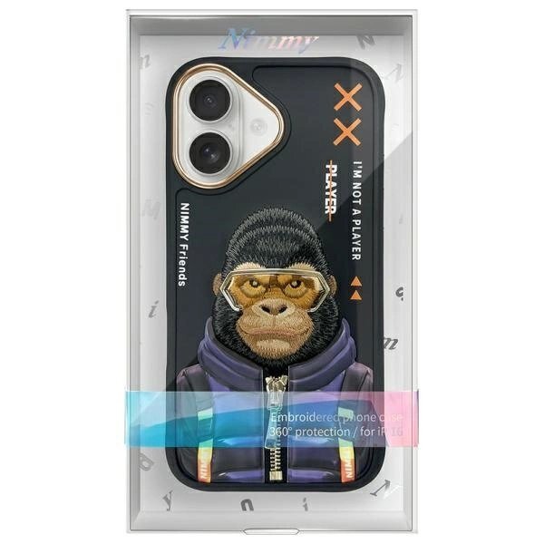 iPhone 16 dėklas Nimmy Cool&Cute 2.0 Monkey – juodas 11
