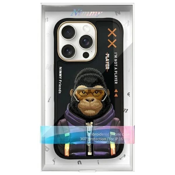 iPhone 16 Pro dėklas Nimmy Cool&Cute 2.0 Monkey – juodas 8