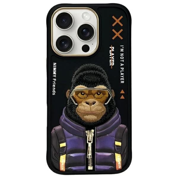 iPhone 16 Pro Max dėklas Nimmy Cool&Cute 2.0 Monkey – juodas