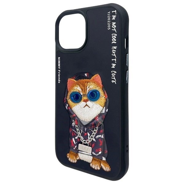 iPhone 15 Nimmy Glasses Cool Cat dėklas – juodas 5
