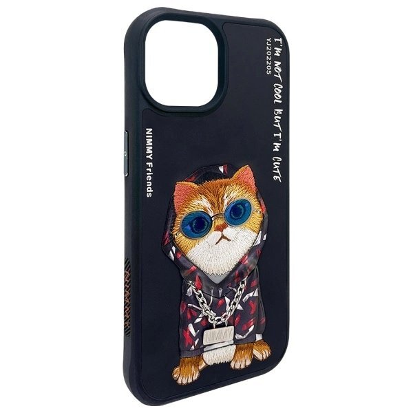 iPhone 15 Nimmy Glasses Cool Cat dėklas – juodas 6