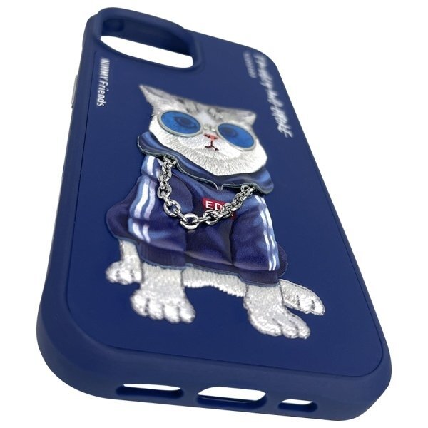 iPhone 15 Nimmy Glasses Cool Cat dėklas – mėlynas 8 iPhone 15 Nimmy Glasses Cool Cat dėklas – mėlynas 8