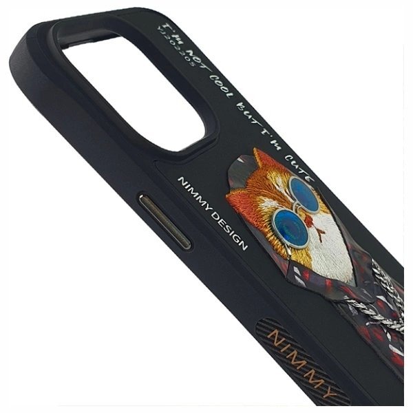 iPhone 15 Pro Nimmy Glasses Cool Cat dėklas – juodas 3