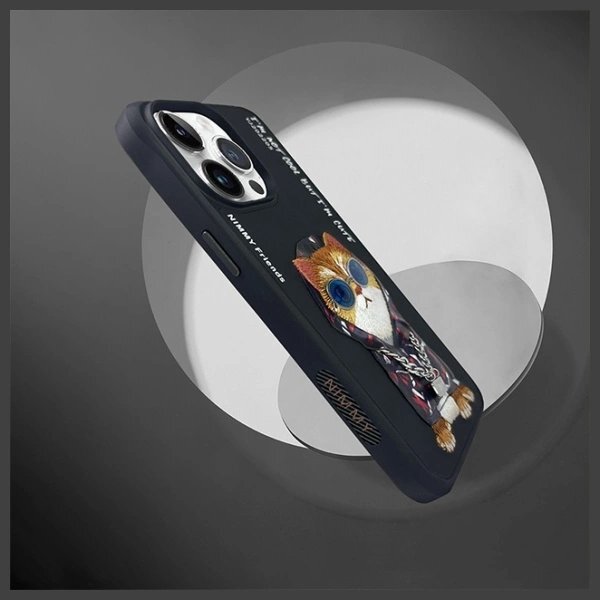 iPhone 15 Pro Nimmy Glasses Cool Cat dėklas – juodas 7
