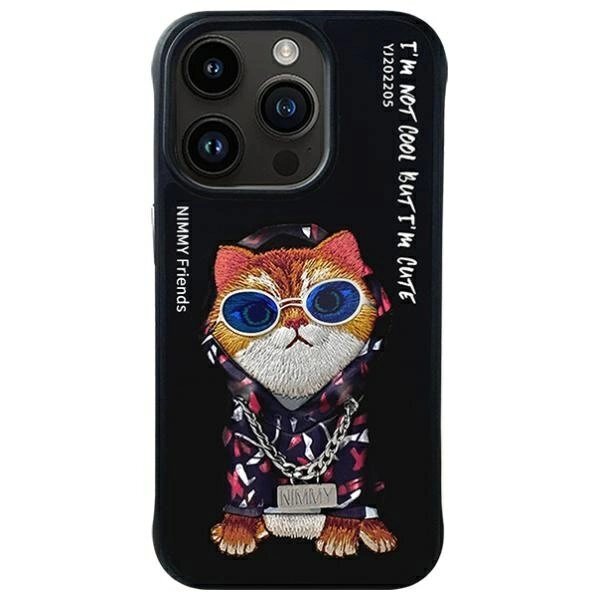 iPhone 15 Pro Nimmy Glasses Cool Cat dėklas – juodas iPhone 15 Pro Nimmy Glasses Cool Cat dėklas – juodas