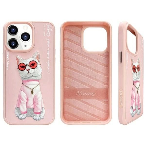 iPhone 15 Pro Max Nimmy Glasses Cool Cat dėklas – rožinis 1